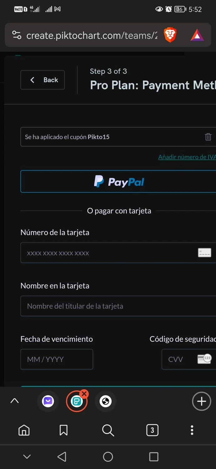where to use Piktochart promo code box