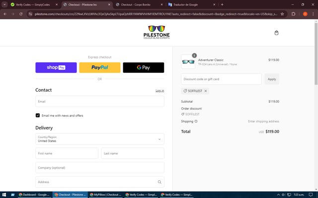 Pilestone checkout page showing Pilestone promo code box | Screenshot taken by SimplyCodes community member on Jan 27, 2025