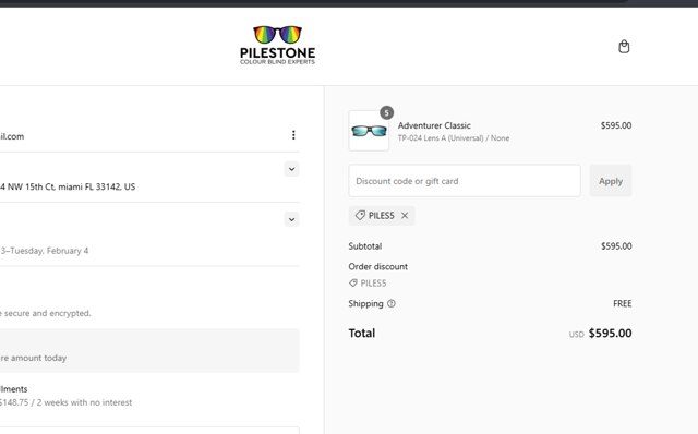 Pilestone checkout page showing Pilestone promo code box | Screenshot taken by SimplyCodes community member on Jan 28, 2025