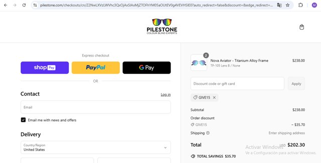 Pilestone checkout page showing Pilestone promo code box | Screenshot taken by SimplyCodes community member on Mar 10, 2025