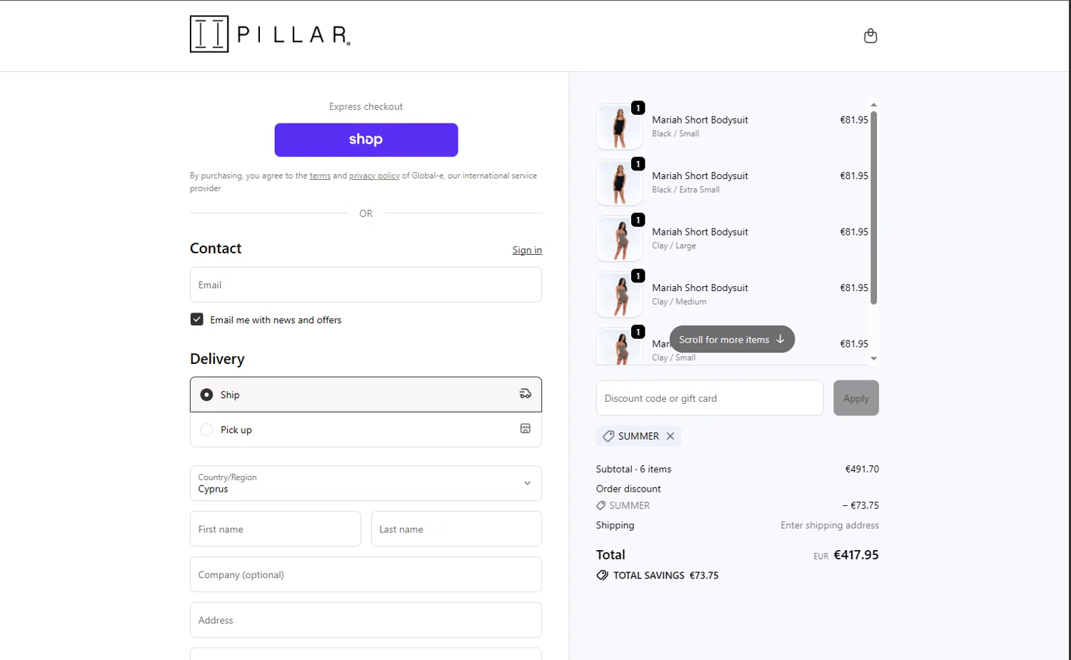 Pillar Athletics promo code screenshot showing code SUMMER applied at Pillar Athletics checkout page. Uploaded by SimplyCodes community member Keilynkeyonshea on Oct 23, 2025