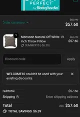 Pillow Perfect coupon verification screenshot