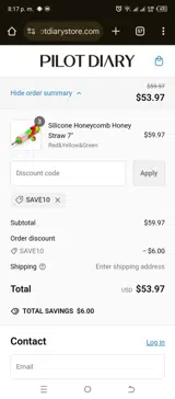Pilot Diary coupon verification screenshot