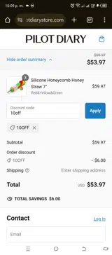 Pilot Diary coupon verification screenshot