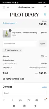 Pilot Diary coupon verification screenshot