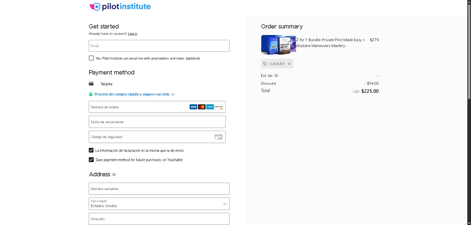 Pilot Institute coupon code screenshot showing code SUMMER applied at Pilot Institute checkout page. Uploaded by SimplyCodes community member VictoriousFinder4393 on Jan 14, 2026