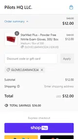 GLOVECLEARANCE24 coupon verification screenshot