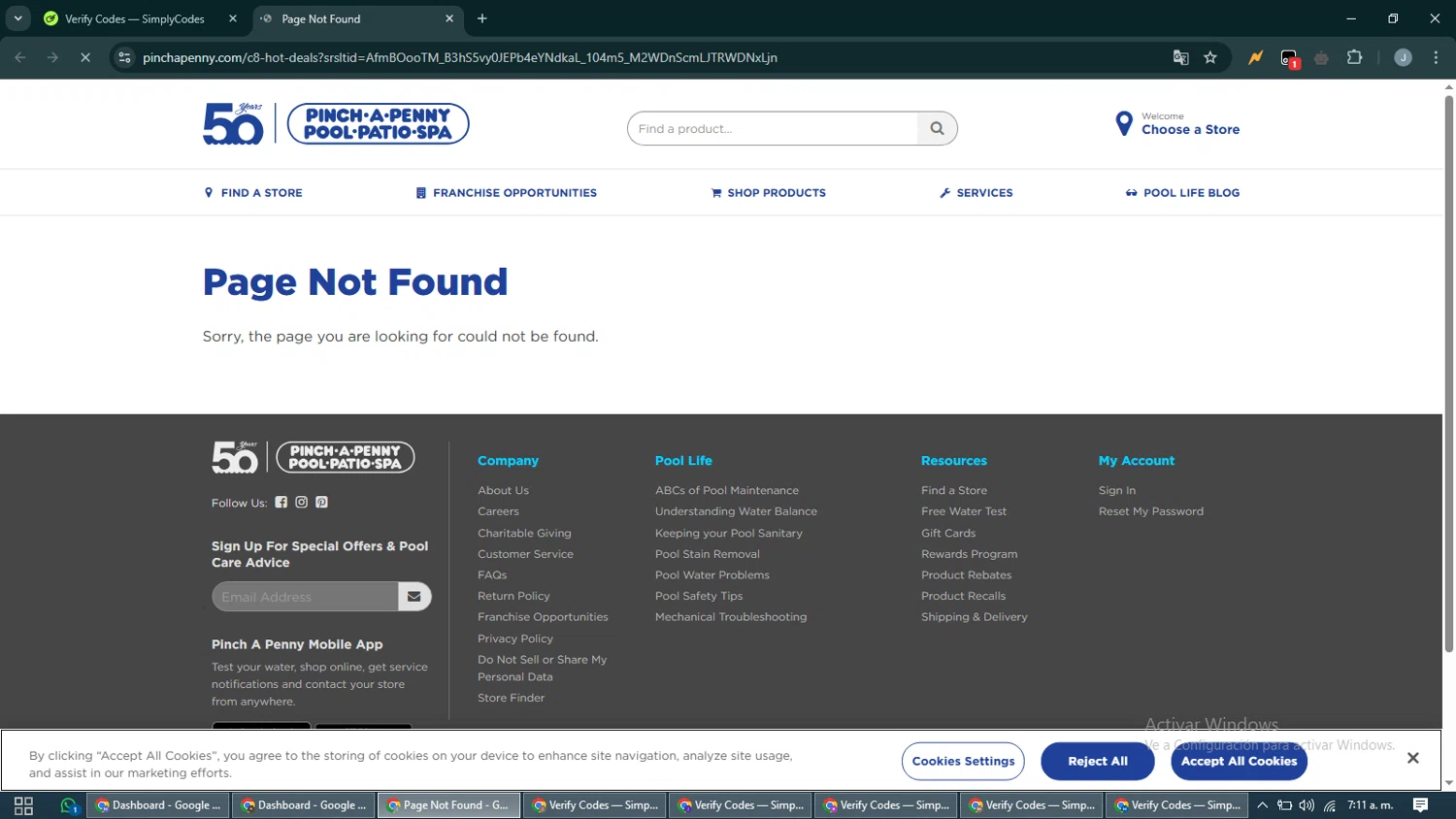 Pinch a Penny coupon code screenshot showing code TAB35 applied at Pinch a Penny checkout page. Uploaded by SimplyCodes community member CashShopper1214 on Mar 18, 2025