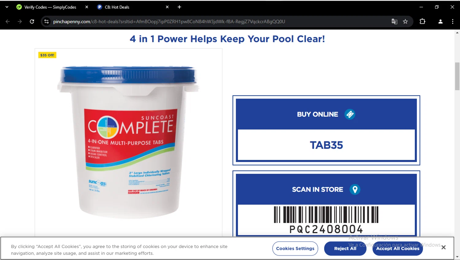 Pinch a Penny checkout page showing Pinch a Penny coupon code box | Screenshot taken by SimplyCodes community member on Jan 15, 2025