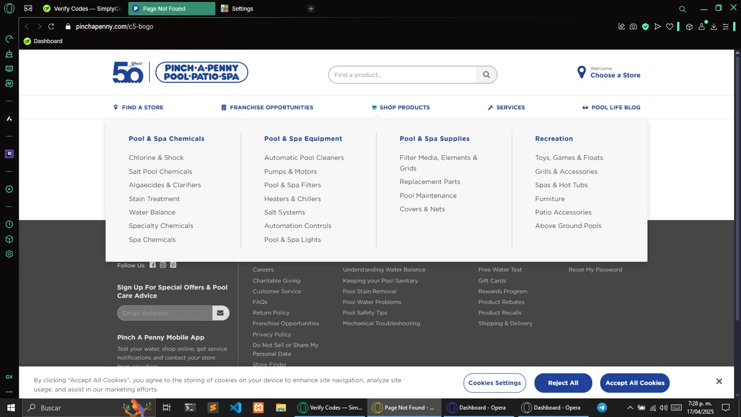 Pinch a Penny coupon code screenshot showing code BOGO50ALG applied at Pinch a Penny checkout page. Uploaded by SimplyCodes community member ibelongtojesus on Apr 18, 2025