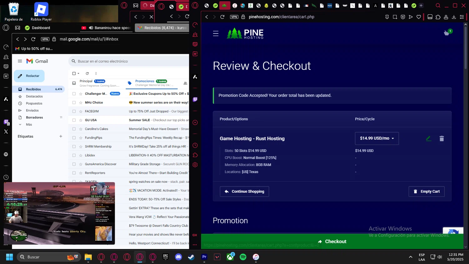 Pine Hosting promo code screenshot showing code TIKTOK applied at Pine Hosting checkout page. Uploaded by SimplyCodes community member Halanweik on May 20, 2025