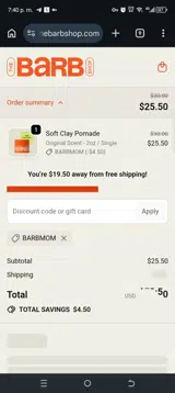 RETURN20 coupon verification screenshot