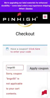 bogo50 coupon verification screenshot