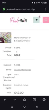 Pink and Main coupon verification screenshot