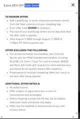 PINK by Victoria’s Secret coupon verification screenshot
