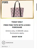 PINK by Victoria’s Secret coupon verification screenshot