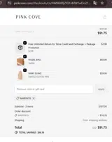 Pink Cove coupon verification screenshot