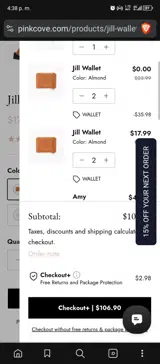Pink Cove coupon verification screenshot