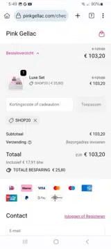SHOP20 coupon verification screenshot