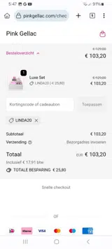 LINDA20 coupon verification screenshot