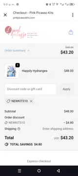 NEWKITS10 coupon verification screenshot