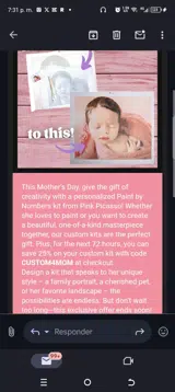 CUSTOM4MOM coupon verification screenshot