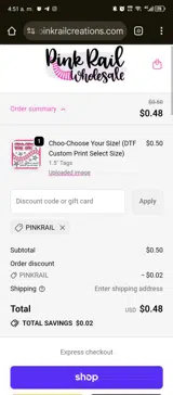 PINKRAIL coupon verification screenshot