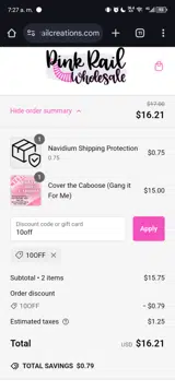 10off coupon verification screenshot
