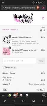 PINKRAIL coupon verification screenshot