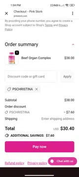 PSCHRISTINA coupon verification screenshot