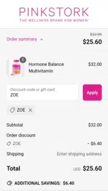 ZOE coupon verification screenshot