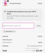 MICHAYLA coupon verification screenshot