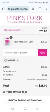 JOANNA coupon verification screenshot