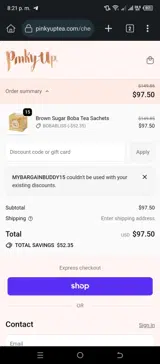 MYBARGAINBUDDY15 coupon verification screenshot