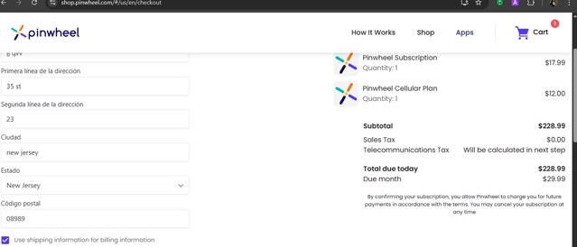 Pinwheel checkout page showing Pinwheel promo code box | Screenshot taken by SimplyCodes community member on May 27, 2025