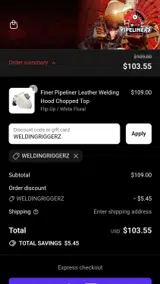 WELDINGRIGGERZ coupon verification screenshot