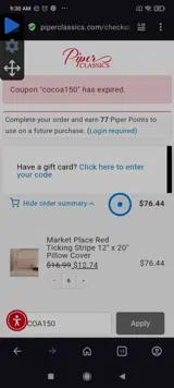 COCOA150 coupon verification screenshot