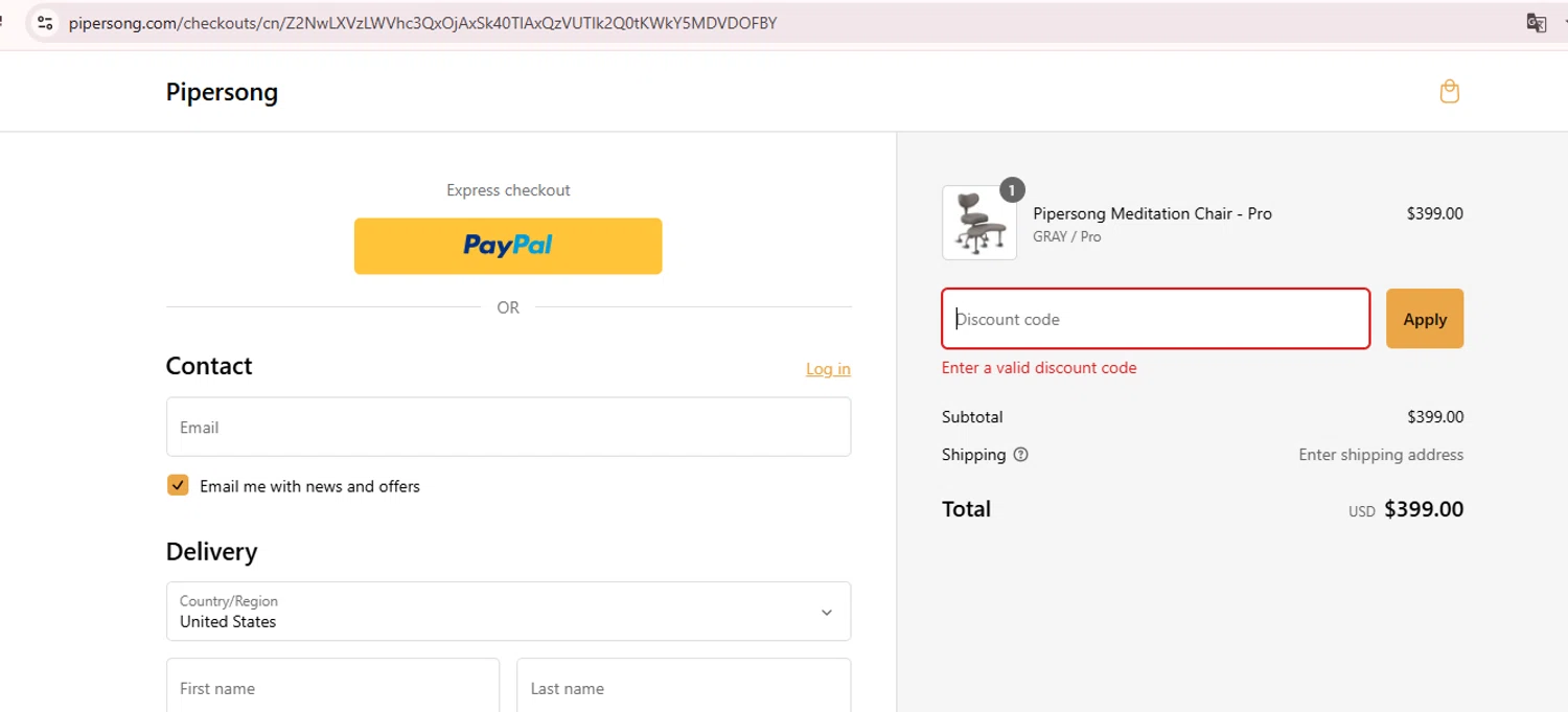 Pipersong discount code screenshot showing code CRISSCROSS applied at Pipersong checkout page. Uploaded by SimplyCodes community member Teamgorila on Feb 27, 2025