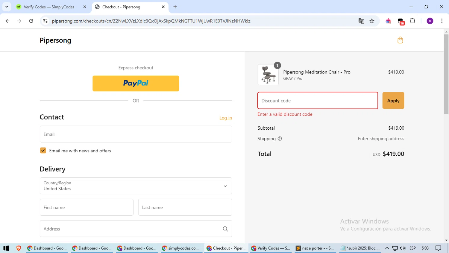 Pipersong discount code screenshot showing code CRISSCROSS applied at Pipersong checkout page. Uploaded by SimplyCodes community member SavingsWarden1053 on Jan 28, 2025