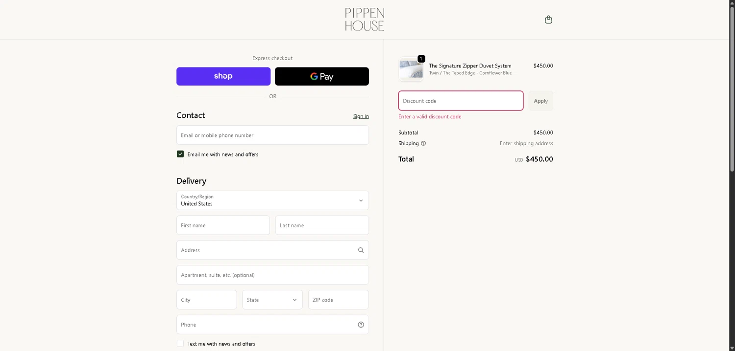 Pippen House promo code screenshot showing code Bfcm35 applied at Pippen House checkout page. Uploaded by SimplyCodes community member VoucherHero1009 on Dec 6, 2025