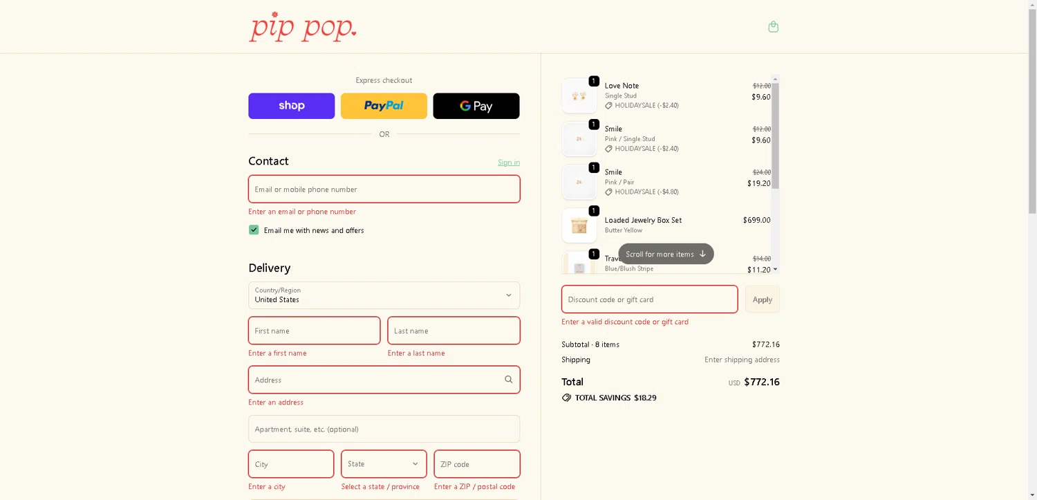Pip Pop Post coupon code screenshot showing code THANKYOU10 applied at Pip Pop Post checkout page. Uploaded by SimplyCodes community member PrimeSentinel4675 on Nov 7, 2025