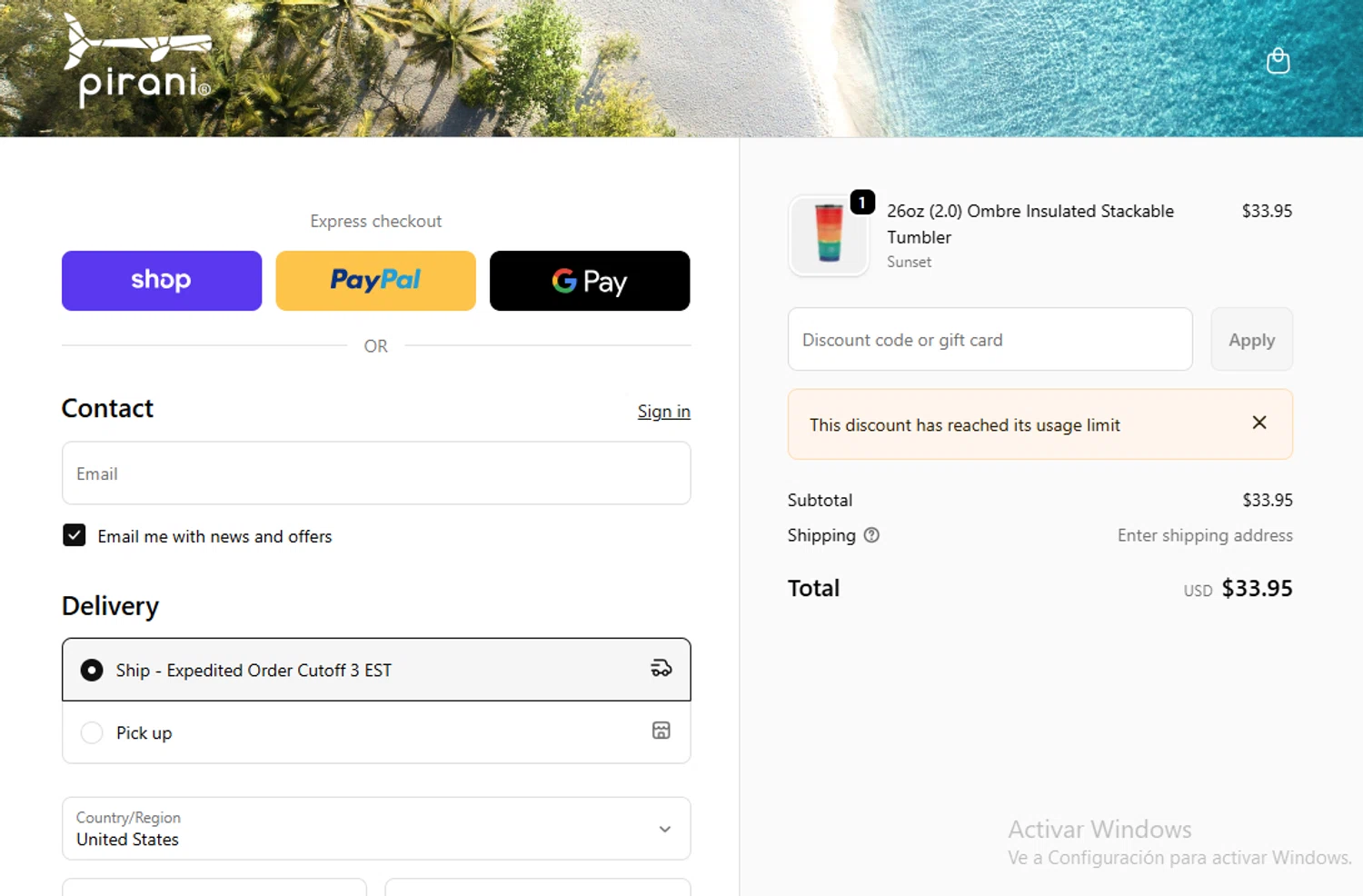 Pirani Life promo code screenshot showing code WELCOMECPRJVGX7 applied at Pirani Life checkout page. Uploaded by SimplyCodes community member BudgetGuardian5712 on Jan 13, 2026