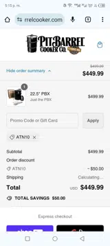 ATN10 coupon verification screenshot