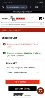 BLACKFRIDAY25 coupon verification screenshot