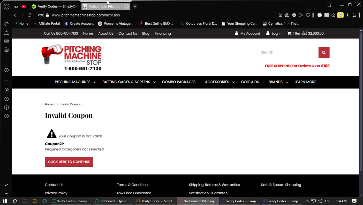 Pitching Machine Stop promo code screenshot showing code Coupon2P applied at Pitching Machine Stop checkout page. Uploaded by SimplyCodes community member Saoul_ on Mar 20, 2025
