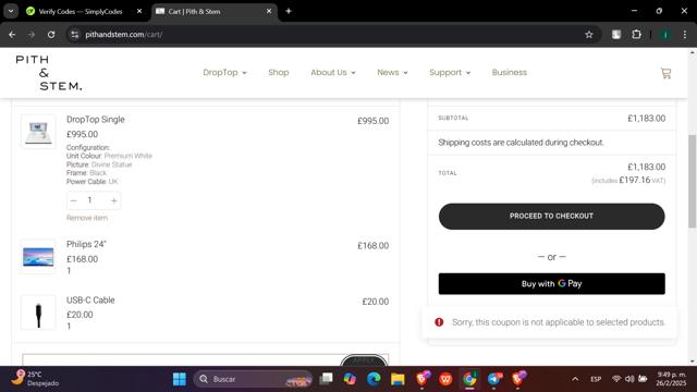 Pith & Stem checkout page showing Pith & Stem promo code box | Screenshot taken by SimplyCodes community member on Feb 27, 2025
