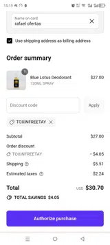 TOXINFREETAY coupon verification screenshot