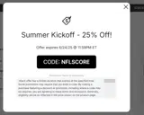 NFLSCORE coupon verification screenshot