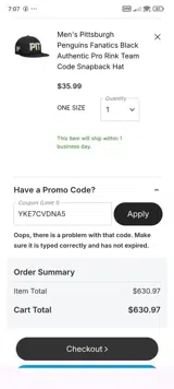 YKE7CVDNA5 coupon verification screenshot