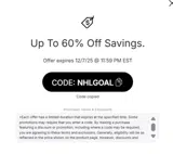 NHLGOAL coupon verification screenshot